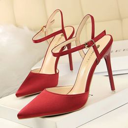 Dress Shoes Luxury Minimalist women's shoes slim heels 10.5 cm high heels silk and satin sexy single shoes summer sandals party shoes 34-40 231110