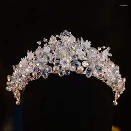 Hair Clips Bridal Tiara Crystal Pearl Wedding Crown Accessories Luxury Bride Diadem Headdress Headband Pageant Party Headwear Jewelry