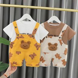 New Summer Baby Clothes Suit Children Boys Girls Fashion Cotton T-Shirt Overalls 2Pcs/Set Toddler Casual Costume Kids Tracksuits 1-4 Years