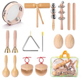 Drums Percussion 11pcs Children Hand Percussion Instruments Kit Portable Kids Music Enlightenment Musical Instruments Set