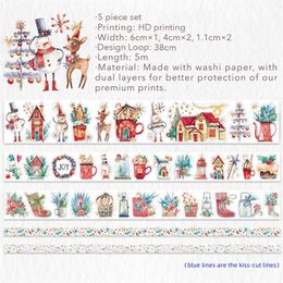 Adhesive Stickers Original WT Christmas Winterthemed Washi Tape Journaling Masking Tapes Scrapbooking collage Material 5rollsset 231110