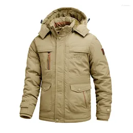 Men's Jackets Men Tactical Fleece Jacket Thermal Warm Work Coats Mens Pockets Hooded Hiking Detachable Hat Thicken Outwear Windbreaker