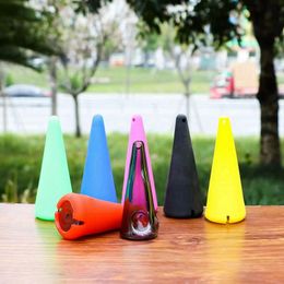 Latest Cone Colourful Silicone Protect Skin Glass Pipes Portable Removable Dry Herb Tobacco Philtre Spoon Bowl Innovative Hand Smoking Cigarette Tube Holder DHL