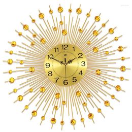 Wall Clocks Creative Gold Babysbreath Wrought Iron Set Auger Clock/ Fashionable Clocks/ Modern Aluminium Plate Quartz Clock Free Ship
