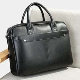 Briefcases Business Man Briefcase Men Handmade Men's Shoulder Bag Leather 15 Inch Horizontal Cowhide Laptop Computer For