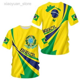 Men's T-Shirts 2023 Fashion Men's T-shirt Summer Brazil Flag T Shirt 3D Printing Tshirt Harajuku Short Sleeve Streetwear Brazil Style Clothing M230409