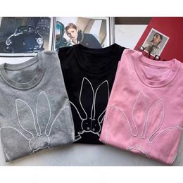 Designer summer women t shirt Shirt Family 2023 style chest patch embroidery rabbit round neck sleeve men loose casual T-shirt top