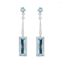 Dangle Earrings Fashion Rectangular Crystal Cubic Zirconia Earring Women Luxury CZ Jewellery Rhodium Plating Party Drop