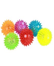 Pet Supply Whistle Flashing Thorn Ball Pet Toy, Glowing Ball Bouncing Balls Fun Toy - 1 set of 6 colors3579978