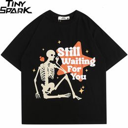 Mens TShirts Street Clothing Fun Skull Heart Bubble Pattern Tshirt Large Mens Cotton Tshirt Hip Hop Loose Top Hipster Tshirt 230408