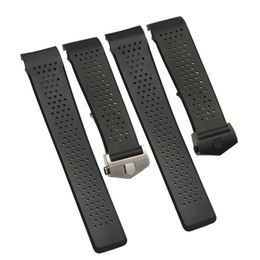 Watch Bands 22mm 24mm black ventilated watch strap for labeling CARRRERA silicone rubber waterproof watch strap bracelet strap 230410