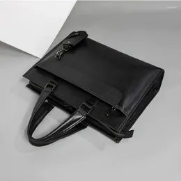 Briefcases High-quality Handbag Leather Briefcase Male Large Capacity Business Computer Bag Men Document Case With A Gift Key