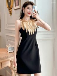 Casual Dresses Summer Black Evening Short Dress Women Luxury Chic Sparkly Sequin Sexy Sleeveless Slim Mini Party Prom Birthday Mujer