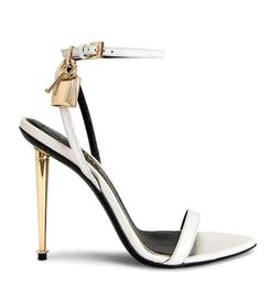 Brand sexy Woman Sandal queen high heel -sandal gold heel and padlock sandals high-heeled Luxury Designer naked sandalie pumps 35-44