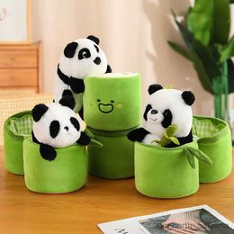 Stuffed Plush Animals NEW Bamboo Tube Panda Set Plush Toy Cute Plushies Stuffed Animal Doll Reversible Design Children's Birthday Gift