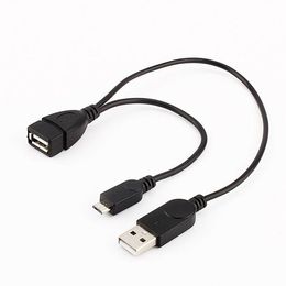 Freeshipping 10PCS/LOT Micro USB Host OTG Cable with USB power Male Female usb cable for tablet pc for Android Unversal Mreqe