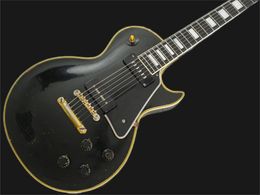 best Custom 1958 Reissue P90 Pickup Black Beauty Electric Guitar Ebony Fingerboard, Yellow 5 Ply Binding, Black Pickguard, White Pearl Block Inlay 258