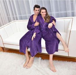 Women's Sleepwear Women Winter Extra Long Thick Flannel Bath Robe Warm Peignoir Femme Sexy Dressing Gown Men Bathrobe Bridesmaids Wedding