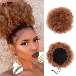 Synthetic Wigs LUPU Synthetic Hair Bun Short Kinky Curly With Drawstring Ponytail Hairpiece Hair Afro Chignon Natural Fake False Hair For Women 231110