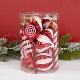 Christmas Decorations 14pcs Set Ball Tree Ornaments Red Candy Cane Xmas Hanging Pendants Navidad Year Home 2024 Natal Gift 231109