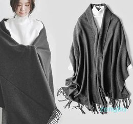 Scarves Australian Wool Warm Shawl Lady Solid Colour Thickening Dual Purpose Women Scarf Fashion Tassel Autumn Winter Oversized scarf