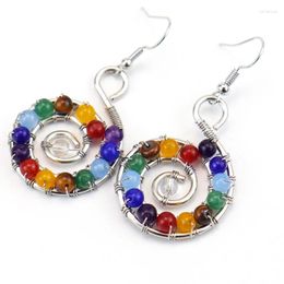 Dangle Earrings Snail Spiral Annular Natural Crystal Beads For Women Fashion Charm Reiki Handmade Seven Chakra Jewellery E12
