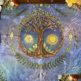 Tapestries Tree Of Life Decoration Tapestry Witchcraft Boho Altar Tablecloth Wall Hanging Tarot Oracle Sun Moon Home Room Decor Aest Dhssb