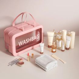 Cosmetic Bags Cases Portable Women Travel Wash Bag PVC Wet and Dry Separation Makeup Organiser Large Capacity Waterproof Toiletries Kit Cosmetic Bag 231109