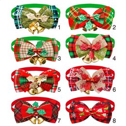 Dog Apparel 50/100pcs Bell Dog Bowtie Dog Christmas Bow Tie Collar For Dogs Bows Christmas Dog Grooming Accessories Pet Supplies For Dogs 231109