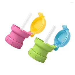 Water Bottles 2pcs Portable Spill Proof Juice Soda Bottle Cover Caps Straw