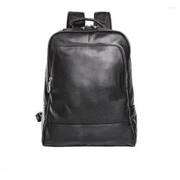 Backpack Fashion Travel Big Backpacks Real Leather Double Zipper Bagpack Busines Male Laptop Handmade Cow Boy School Bag