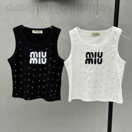 Women's Tanks & Camis designer luxury Miu Heavy Industry Letter Hot Diamond Knitted Sling for Women 2023 New Sleeveless Inner Wear Sexy Tank Top Versatile