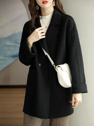 Women's Wool Blends Winter Jackets for Women 2023 Fashion Loose Thickening Blend Coat Casual Black Autumn Long Warm Coats 231110