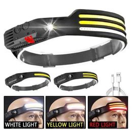 Head lamps Rechargable Headlamp Camping Accessories Gear Waterproof Head Led Lights Flashlight for Hiking Running Cycling Fishing P230411