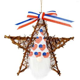 Decorative Flowers Independence Faceless Rattan Ring Pendant Day Window Doll Home Silk Poinsettias Artificial Christmas