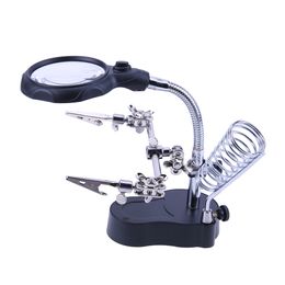 Magnifying Glasses Welding Magnifying Glass with LED Light 3.5X-12X Lens Auxiliary Clip Loupe Desktop Magnifier Third Hand Soldering Repair Tools 230410