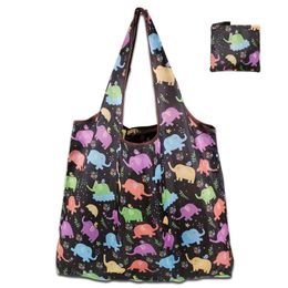 Durable Foldable Shopping Bag Reusable Travel Grocery Bags Eco Friendly Cartoon Cat Dog Cactus Lemon Printing Compact Tote Bag Handbags HW0127