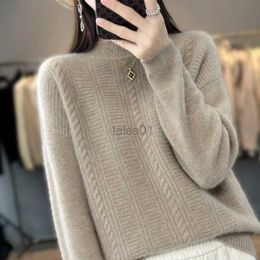 Women's Sweaters Erdos Women s 100 Pure Cashmere Turtleneck Sweater Thick Loose Cable Knit Pullover Mongolian Cashmere Winter Warm zln231111