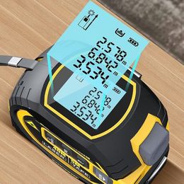 Tape Measures 3 In1 LCD Display 60m Digital Laser Distance Metre Rangefinder Handheld Infrared Range Finder 5m Measuring Tape Laser Ruler 230410