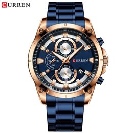 Wristwatches Top Brand Mens Casual Sport Watches Alloy Military Stainless Steel Wristwatch Chronograph Waterproof Relojes Montre Homme