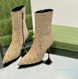 Top Quality Boots Knitted Printed Women Ankle Boot Heel Casual Side boots Classic Fashion boot