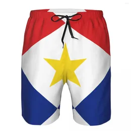 Men's Shorts Summer Swimwear Saba Flag Beachwear Swim Trunks Men Swimsuit