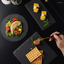 Plates Japanese Rock Board Flat Creativity Solid Color Natural Stone Slab Dinner Plate Cutlery El Restaurant Serving Tray