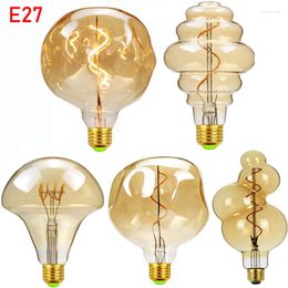 Bulb 220V Dimmable Retro Spiral Filament G125 Stone 4W Decoration Edison