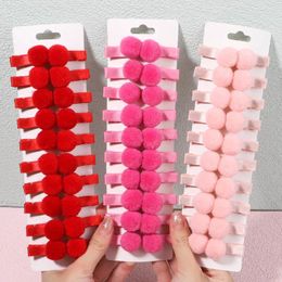 Hair Accessories 10/20Pcs Solid Plush Ball Clip For Baby Girls Kids Hairpin Handmade Headwear Hairgrip Toddler Ornaments