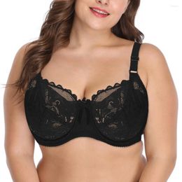 Bras Plus Size For Women Underwear Flower-Dotted Unlined Underwire Bra Sexy Ladies Lace Bralette Lingerie 36-46 C D DD E F