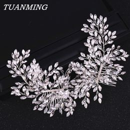 Wedding Hair Jewelry Double Hair Comb Bridal Headband Wedding Hair Accessories Crystal Hair Comb Hairband Wedding Hair Jewelry 230410