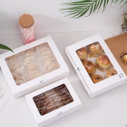 Gift Wrap 20pcslot White Paper Box with Window Christmas es Brownies Packaging Cookie Macaron Carton Wedding Candy 230411