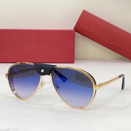 Luxury Designer Women Sunglasses Aviation Brand Design Pilot Sunglasses Gold Silver Metal Frame Leather Eyewear Anti-blue Light Radiation glass