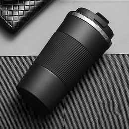 Water Bottles 380ml510ml Double Stainless Steel Coffee Thermos Mug with Noanslip Case Car Vacuum Flask Travel Insulated Bottle 230410